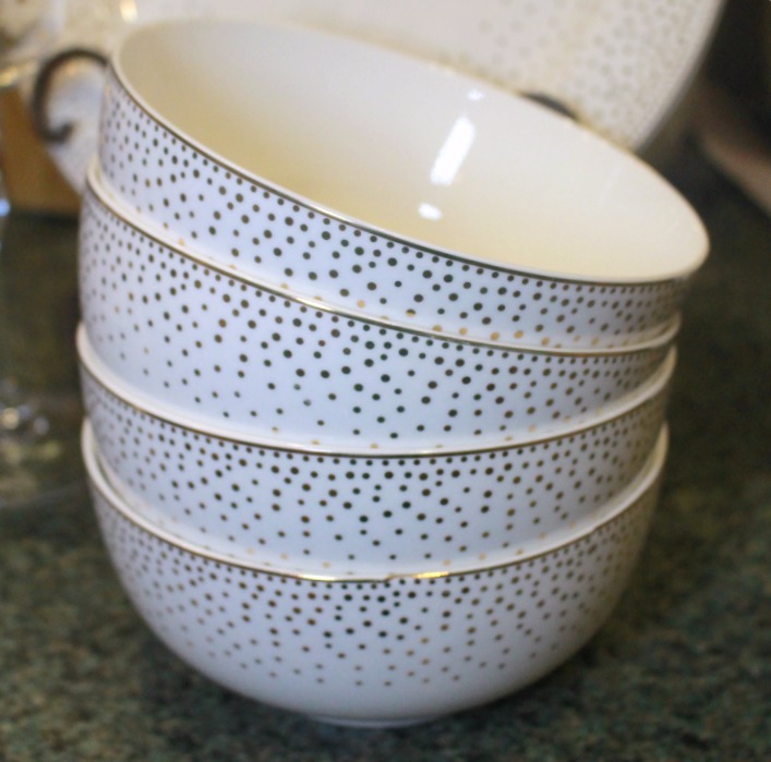 HomeGoods Gold Polka Dot Bowls