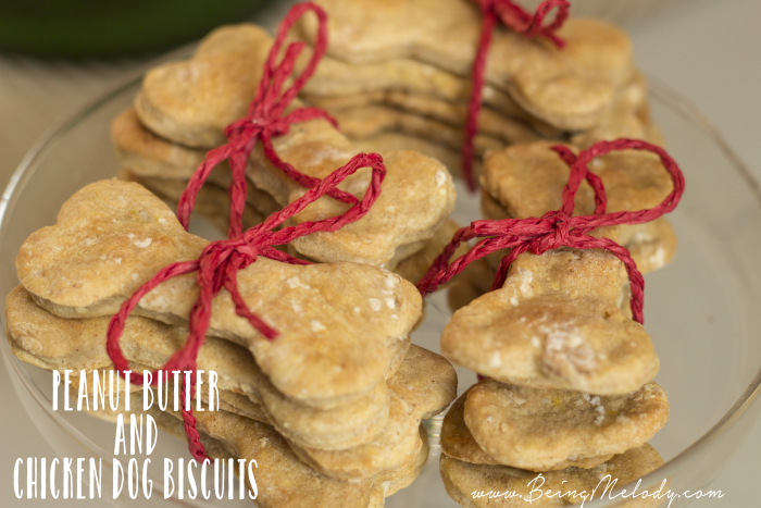 Peanut Butter and Chicken Dog Biscuits.