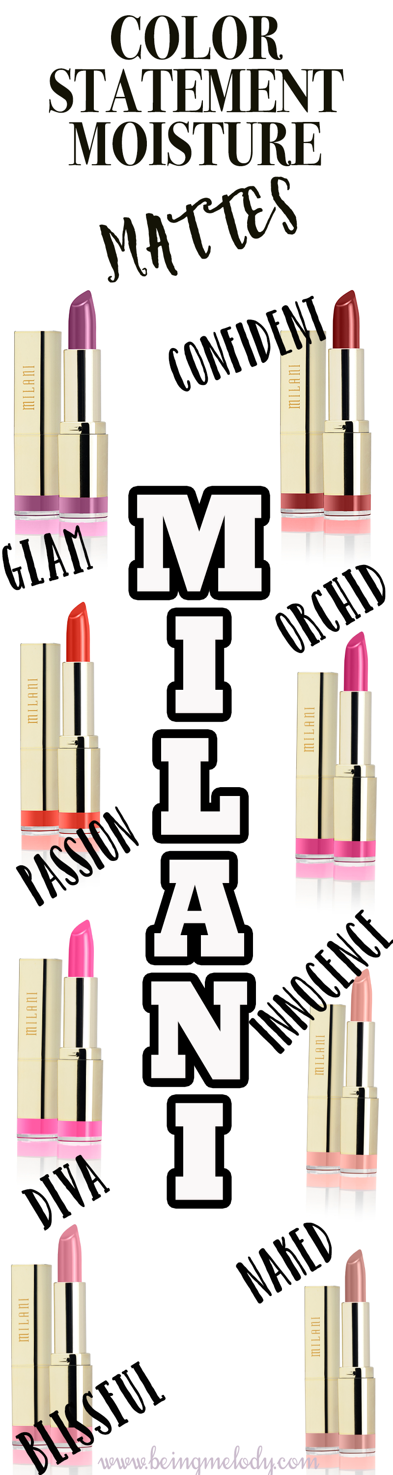 Milani Cosmetics Moisture Matte Lipstick, Milani Cosmetics Color sTatement Lipstick, Milani Cosmetics