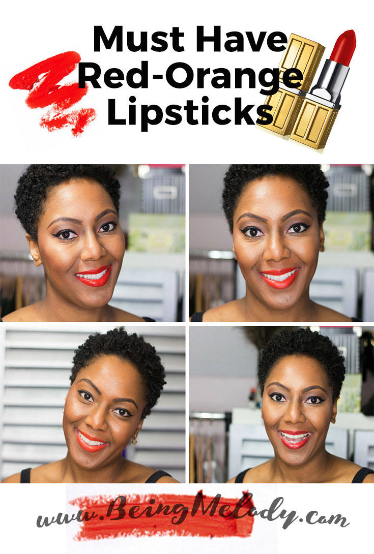 Must have Red Orange Lipsticks that Look great on Medium Brown Skin. www.beingmelody.com