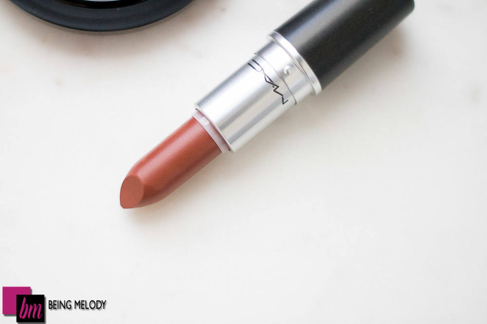 MAC x Taraji Strip Me Down Lipstick on Medium Brown Skin | www.beingmelody.com