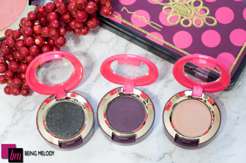 MAC Nutcracker Sweet Forward March, Dark Lullaby, and Mustache Magic Dust Eyeshadow www.beingmelody.com