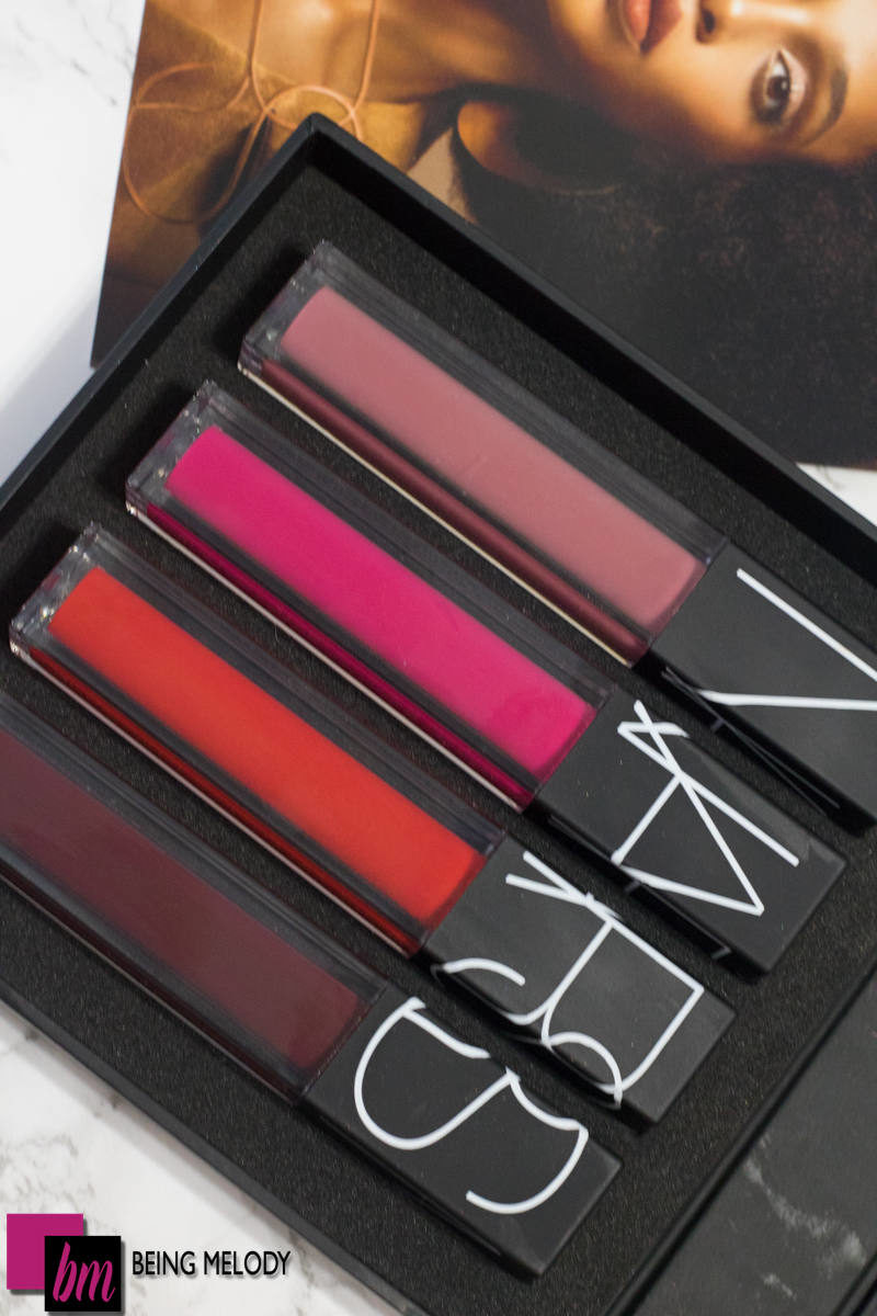 Nars Velvet Lip Glide in Bound, Dancteria, No. 54, and Toy