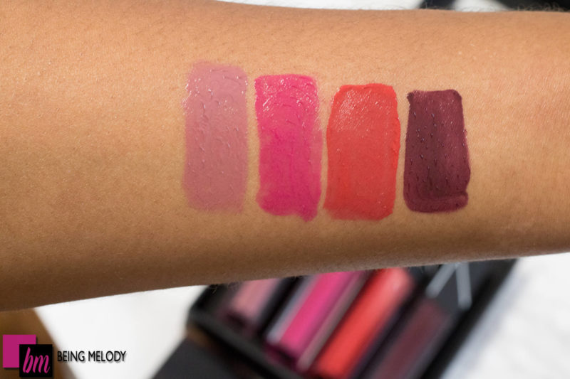 Nars Velvet Lip Glide in Bound, Dancteria, No. 54, and Toy