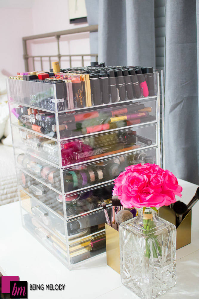 How to Organize Your Lipstick Collection in an Acrylic Makeup Orgranizer www.beingmelody.com