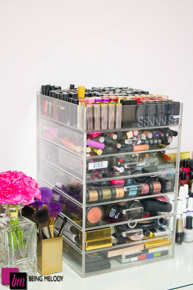 How to Organize Your Lipstick Collection in an Acrylic Makeup Orgranizer www.beingmelody.com