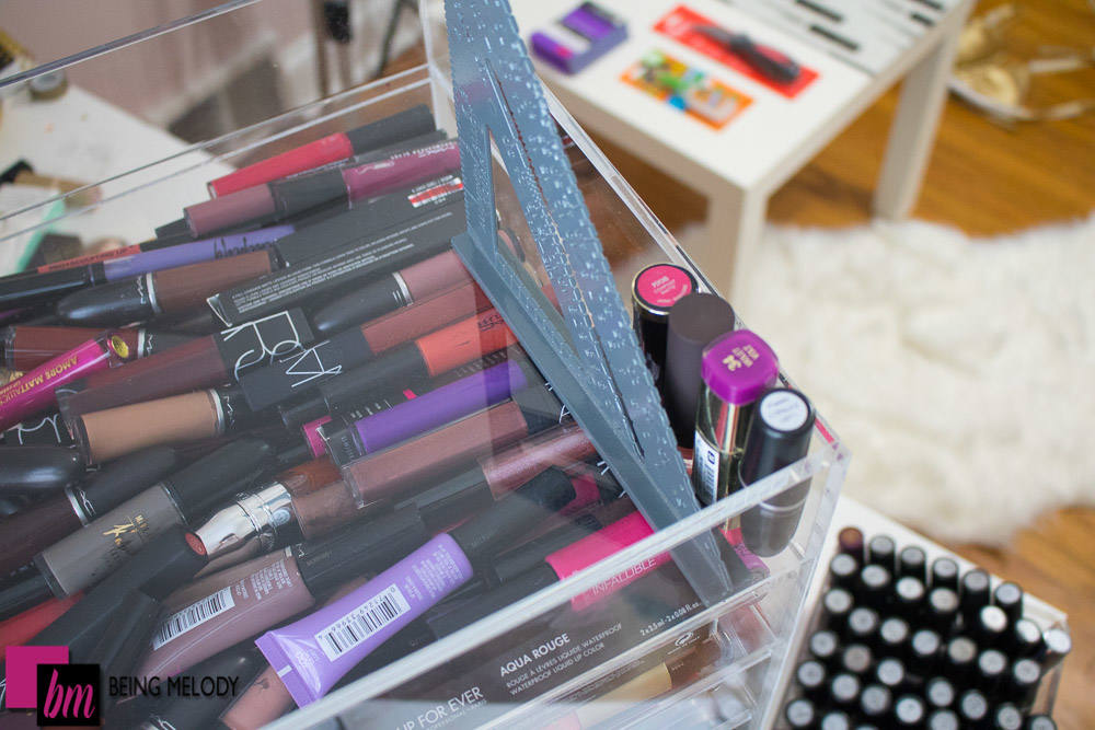 How to Organize Your Lipstick Collection in an Acrylic Makeup Orgranizer www.beingmelody.com