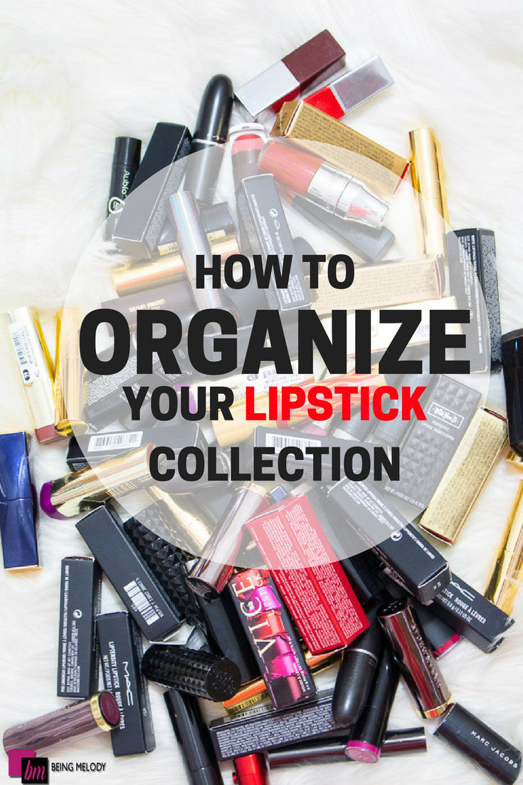 How to Organize Your Lipstick Collection in an Acrylic Makeup Orgranizer www.beingmelody.com