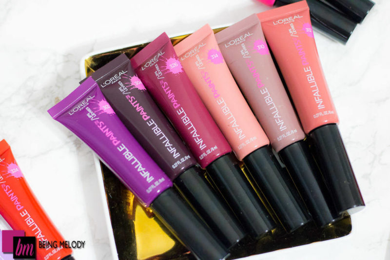 Loreal Infallible Lip Paints Swatched on Women of Color www.beingmelody.com
