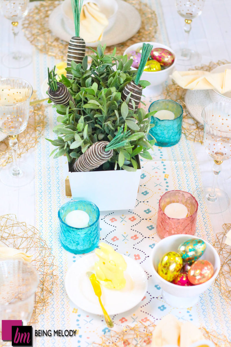 Easter Tablescape decorating ideas -Keller Creamery- Butter Sculptures- Easter Tablescape- www.beingmelody.com