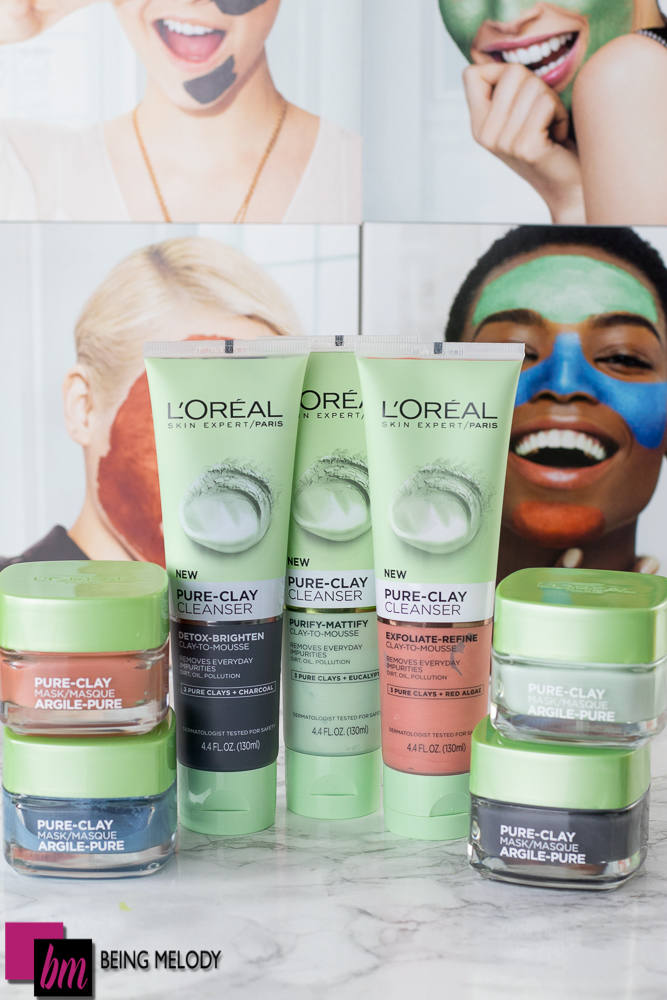 L'oreal Pure Clay Collection Cleansers and Mask www.beingmelody.com