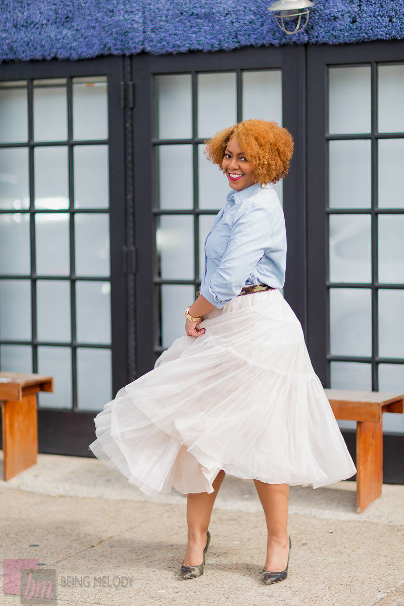 Denim and Tulle Skirt www.beingmelody.com