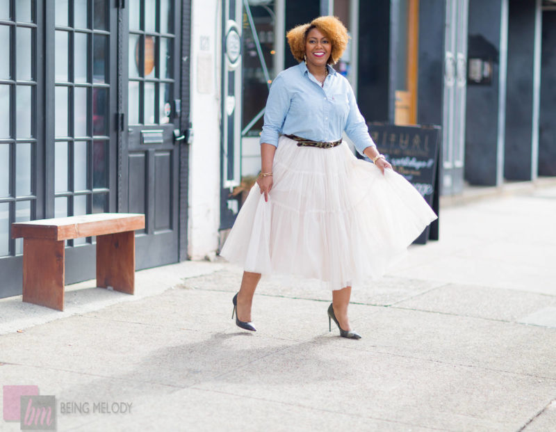 Denim and Tulle Skirt www.beingmelody.com