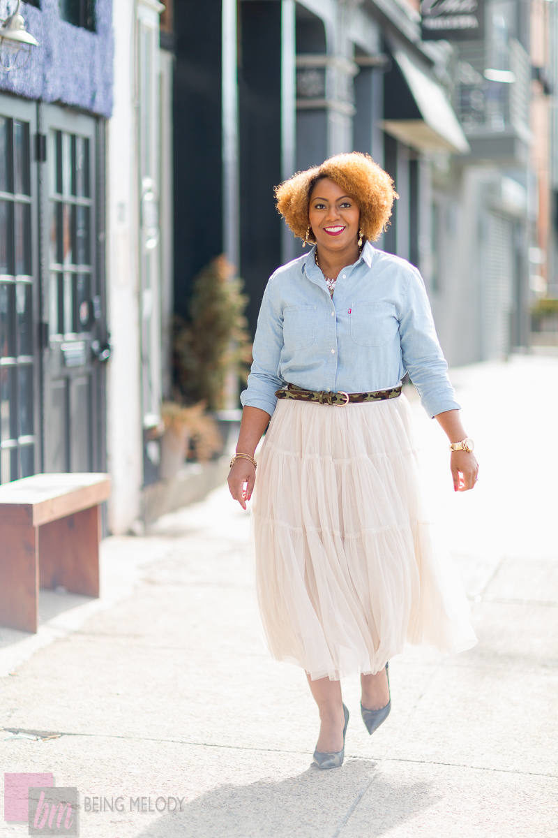 Denim and Tulle Skirt www.beingmelody.com