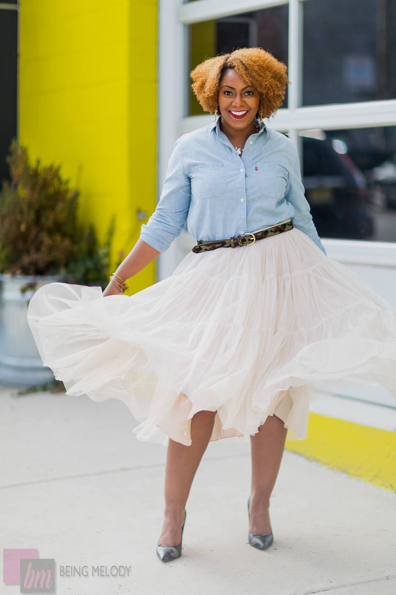 Denim and Tulle Skirt www.beingmelody.com