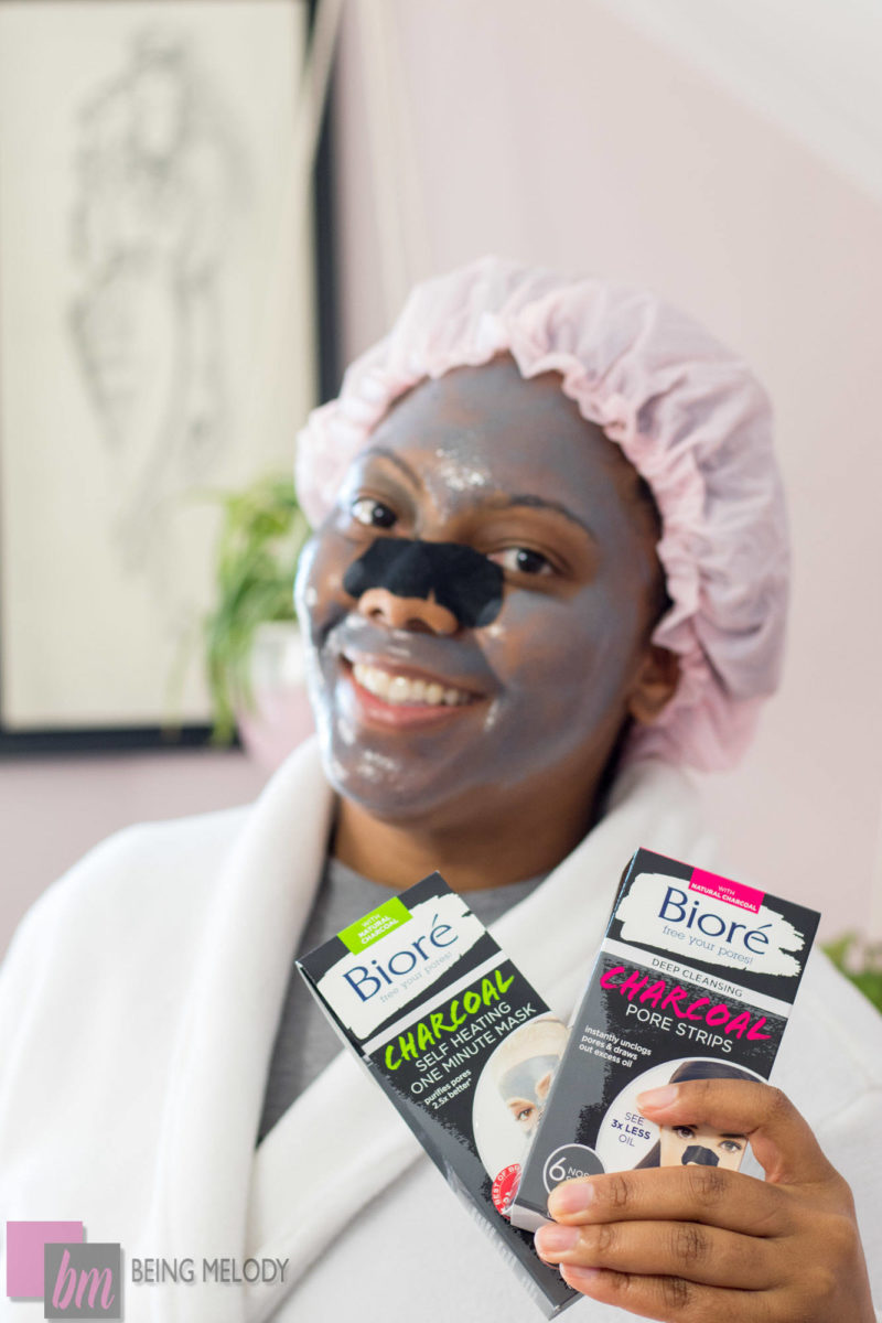 Biore Charcoal Pore Strips and Biore Charcoal Self Heating One Minute Mask