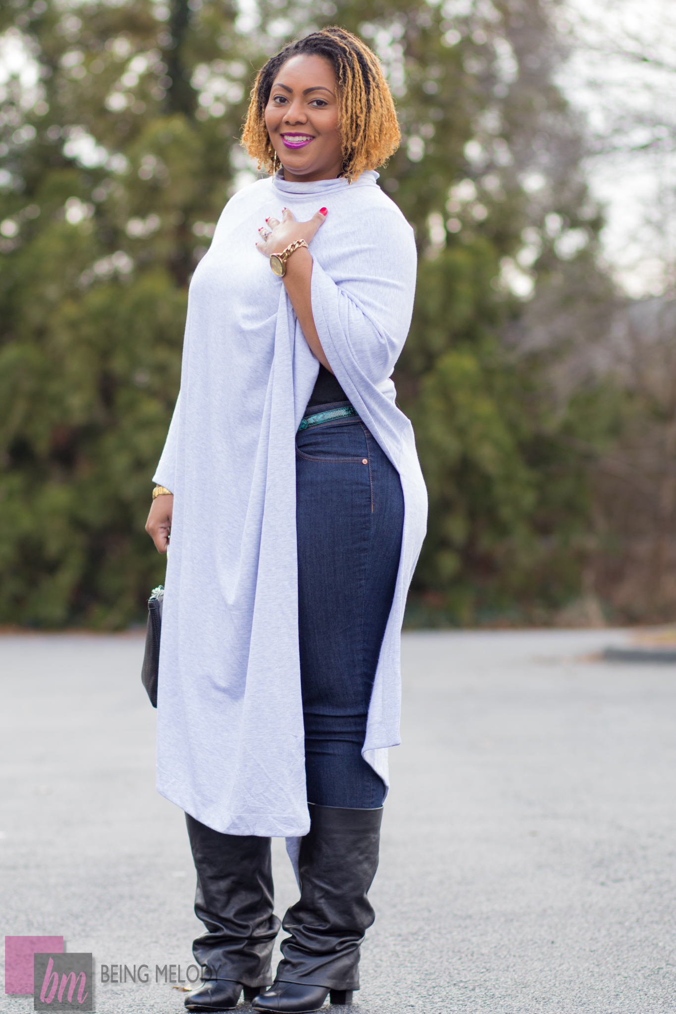 Lou and Gray Poncho from Loft www.beingmelody.com